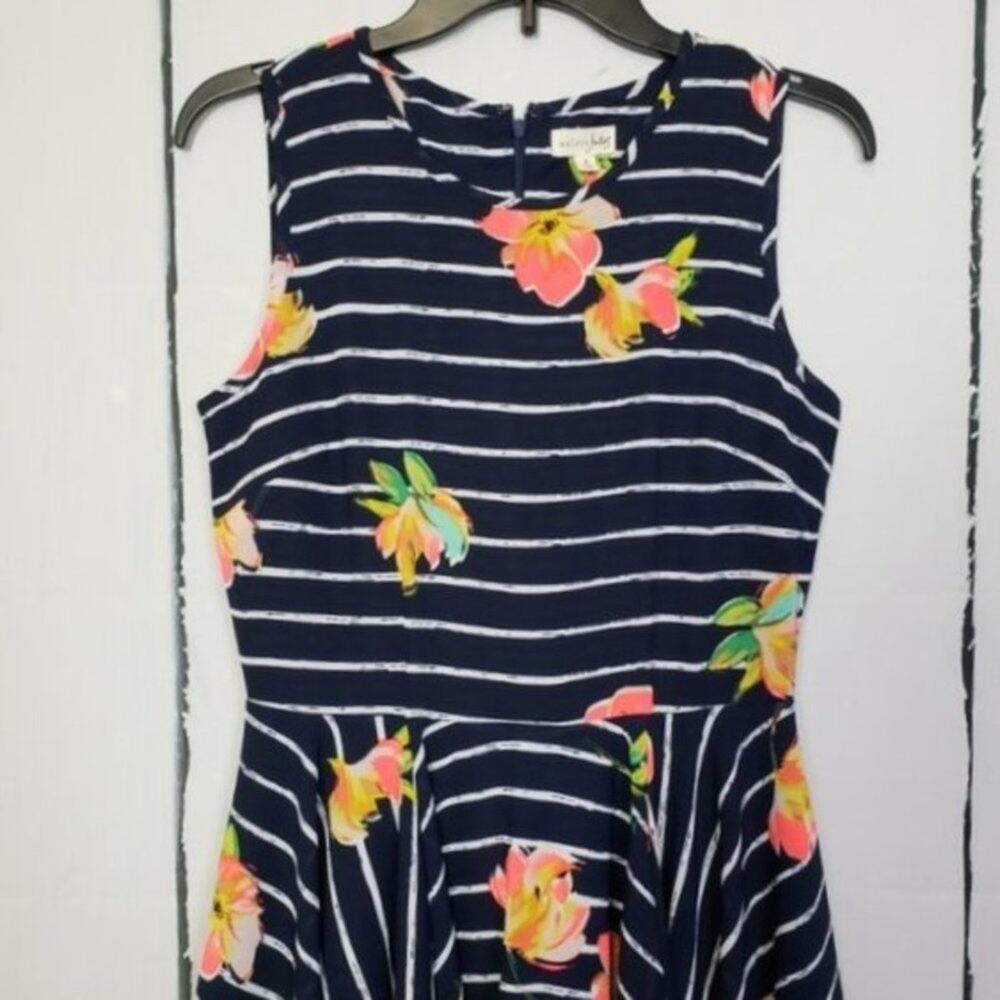 Maison Jules Fit & Flare Floral Striped Skater Sleeveless Dress S - Picture 7 of 7